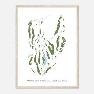 Maryland National Golf Course, Maryland - Modern Watercolor Map | Golfer Gift, Golf Wall Art, Golf Poster Print, Course Layout
