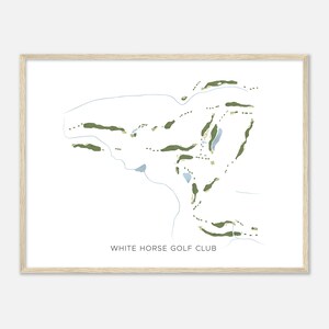 White Horse Golf Club, Washington - Moderne aquarelkaart | Golfer cadeau, golf kunst aan de muur, golf poster print, baanindeling