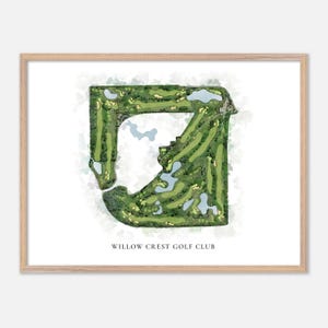 Willow Crest Golf Club in Oak Brook, Illinois - Klassische Aquarell Karte | Golfer Geschenk, Golf Wandkunst, Golf Poster Druck, Platz Layout