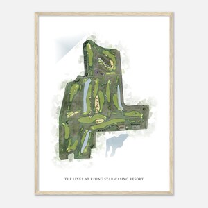 De links bij Rising Star Casino Resort, Indiana - Klassieke aquarelkaart | Golfer cadeau, golf kunst aan de muur, golf poster print, baanindeling