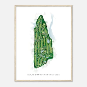 North Conway Country Club, New Hampshire - Klassische Aquarell Landkarte | Golfer Geschenk, Golf Wandkunst, Golf Poster Druck, Platz Layout