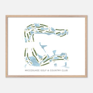 Miccosukee Golf & Country Club in Miami, Florida: moderne aquarelkaart | Golfcadeau, golfmuurkunst, golfposterprint, baanindeling
