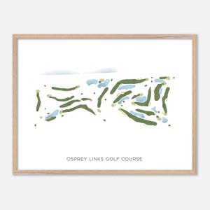 Osprey Links-golfbaan in Callander, Canada: moderne aquarelkaart | Golfcadeau, golfmuurkunst, golfposterprint, baanindeling