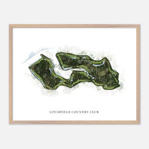 Litchfield Country Club à Pawleys Island, Caroline du Sud - Carte aquarelle classique | Cadeau de golfeur, oeuvre d'art murale de golf, impression d'affiche de golf
