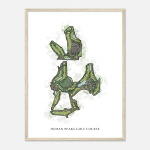Indian Peaks Golf Course, Colorado - Klassieke aquarelkaart | Golfer cadeau, golf kunst aan de muur, golf poster print, baanindeling