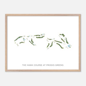 The Hawk Course At Priddis Greens a , Canada - Mappa moderna ad acquerello / Regalo per golfisti, Arte murale per golf, Stampa poster per golf, Layout del campo