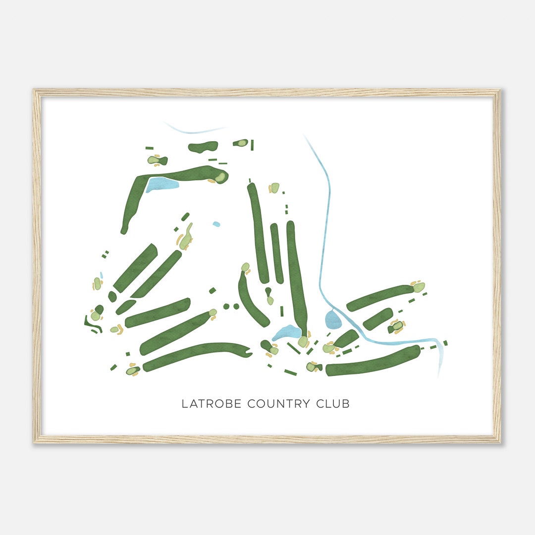 Latrobe Country Club, Pennsylvania Modern Watercolor Map Golfer Gift