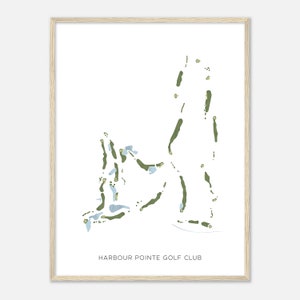 Harbor Pointe Golf Club, Washington - Moderne aquarelkaart | Golfer cadeau, golf kunst aan de muur, golf poster print, baanindeling