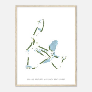 Georgia Southern University Golf Course, Georgia - Modern Watercolor Map | Golfer Gift, Golf Wall Art, Golf Poster Print, Course Layout
