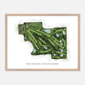 The Country Club of Hudson a Hudson, Ohio - Mappa classica ad acquerello / Regalo per golfisti, Arte murale per golf, Stampa poster per golf, Layout del campo