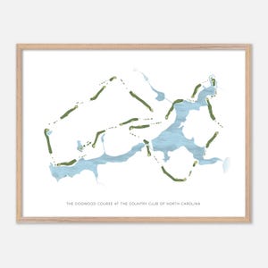 The Dogwood Course presso il Country Club della Carolina del Nord a Pinehurst, Carolina del Nord - Mappa moderna ad acquerello / Regalo per golfisti, Arte murale per golfisti