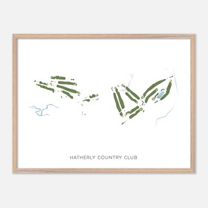 Hatherly Country Club a North Scituate, Massachusetts - Mappa moderna ad acquerello / Regalo per golfisti, Arte murale per golf, Stampa poster per golf