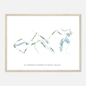 El Dorado-cursus in Quail Valley, Texas - Moderne aquarelkaart | Golfer cadeau, golf kunst aan de muur, golf poster print, baanindeling