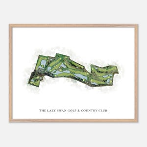 The Lazy Swan Golf & Country Club a Saugerties, New York - Mappa classica ad acquerello / Regalo per golfisti, Arte murale per golf, Stampa poster per golf