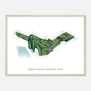 Green Valley Country Club, Rhode Island - Klassieke aquarelkaart | Golfer cadeau, golf kunst aan de muur, golf poster print, baanindeling