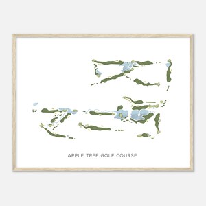 Apple Tree Golf Course, Washington - Moderne aquarelkaart | Golfer cadeau, golf kunst aan de muur, golf poster print, baanindeling