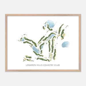 LeBaron Hills Country Club a Lakeville, Massachusetts - Mappa moderna ad acquerello / Regalo per golfisti, Arte murale per golf, Stampa poster per golf