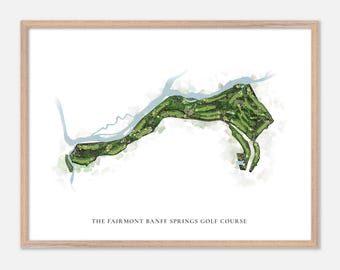 The Fairmont Banff Springs Golf Course in , Canada - Classic Watercolor Map | Golfer Gift, Golf Wall Art, Golf Poster Print