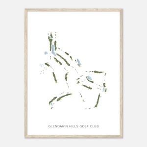 Glendarin Hills Golf Club, Indiana - Moderne aquarelkaart | Golfer cadeau, golf kunst aan de muur, golf poster print, baanindeling