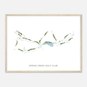Spring Creek Golf Club, Virginie - Carte aquarelle moderne | Cadeau golfeur, oeuvre d'art murale de golf, impression d'affiche de golf, aménagement du parcours