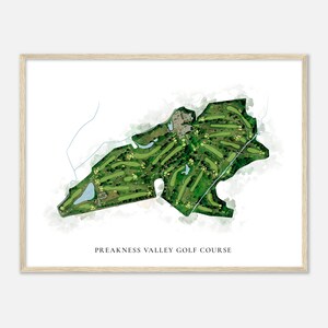 Preakness Valley Golf Course, New Jersey - Klassieke aquarelkaart | Golfer cadeau, golf kunst aan de muur, golf poster print, baanindeling