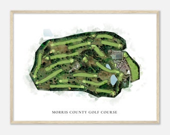 ニュージャージー州モリス郡ゴルフコース - クラシックな水彩マップ
