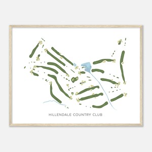 Hillendale Country Club, Maryland - Mappa acquerello moderna / Regalo per golfista, Arte da parete per il golf, Stampa poster di golf, Layout del campo