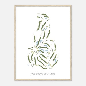 Ives Grove Golf Links, Wisconsin - Moderne aquarelkaart | Golfer cadeau, golf kunst aan de muur, golf poster print, baanindeling
