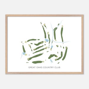 Great Oaks Country Club in Floyd, Virginia - Moderne Aquarell Landkarte | Golfer Geschenk, Golf Wandkunst, Golf Poster Druck, Platz Layout