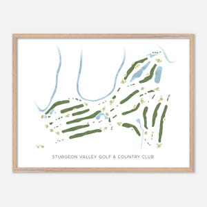 Sturgeon Valley Golf & Country Club in, Canada: moderne aquarelkaart | Golfcadeau, golfmuurkunst, golfposterprint, baanindeling