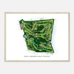 Trull Brook GolfCourse, Massachusetts - Klassische Aquarell Karte | Golfer Geschenk, Golf Wandkunst, Golf Poster Druck, Platz Layout