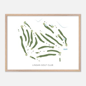 Lingan-golfclub in Grand Lake Road, Canada: moderne aquarelkaart | Golfcadeau, golfmuurkunst, golfposterprint, baanindeling