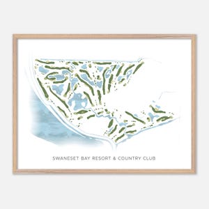 Swaneset Bay Resort & Country Club a Pitt Meadows, Canada - Mappa moderna ad acquerello / Regalo per golfisti, Arte murale per golf, Stampa poster per golf