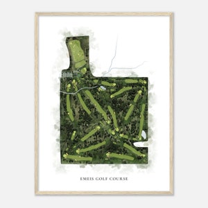 Emeis Golf Course, Iowa - Classic Watercolor Map | Golfer Gift, Golf Wall Art, Golf Poster Print, Course Layout
