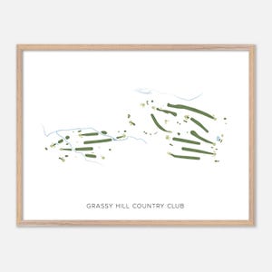Grassy Hill Country Club a Orange, Connecticut - Mappa moderna ad acquerello / Regalo per golfisti, Arte murale per golf, Stampa poster per golf, Layout del campo