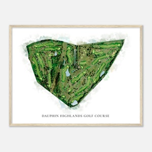 Campo de golf Dauphin Highlands, Pensilvania - Mapa clásico de acuarela / Regalo de golfista, Arte de la pared de golf, Impresión de carteles de golf, Diseño del campo