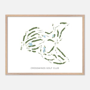 Crosswinds Golf Club in Plymouth, Massachusetts - Modern Watercolor Map | Golfer Gift, Golf Wall Art, Golf Poster Print, Course Layout