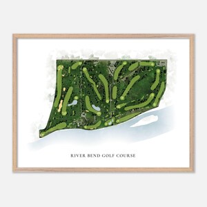River Bend Golf Platz in Wilder, Idaho - Klassische Aquarell Karte | Golfer Geschenk, Golf Wandkunst, Golf Poster Druck, Platz Layout