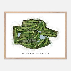 Der Country Club von Darien in Darien, Conneticut - Klassische Aquarell Karte | Golfer Geschenk, Golf Wandkunst, Golf Poster Druck, Platz Layout