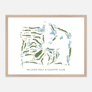 Willows Golf & Country Club in Saskatoon, Kanada - Moderne Aquarell Landkarte | Golfer Geschenk, Golf Wandkunst, Golf Poster Druck, Platz Layout