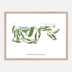 Streamsong Black in Bowling Green, Florida: moderne aquarelkaart | Golfcadeau, golfmuurkunst, golfposterprint, baanindeling