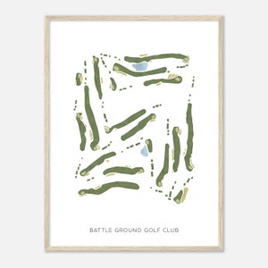 Bat Batt Ground Golf Club, Indiana - Moderne Aquarell Landkarte | Golfer Geschenk, Golf Wandkunst, Golf Poster Druck, Platz Layout