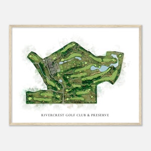 Rivercrest Golf Club & Preserve, Pennsylvania - Klassische Aquarell Karte | Golfer Geschenk, Golf Wandkunst, Golf Poster Druck, Platz Layout