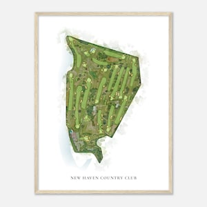 New Haven Country Club, Connecticut - Mappa classica dell'acquerello / Regalo per golfisti, Arte della parete del golf, Stampa poster del golf, Layout del campo