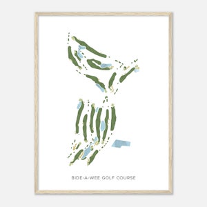 Bide-A-Wee Golf Course, Virginia - Modern Watercolor Map | Golfer Gift, Golf Wall Art, Golf Poster Print, Course Layout