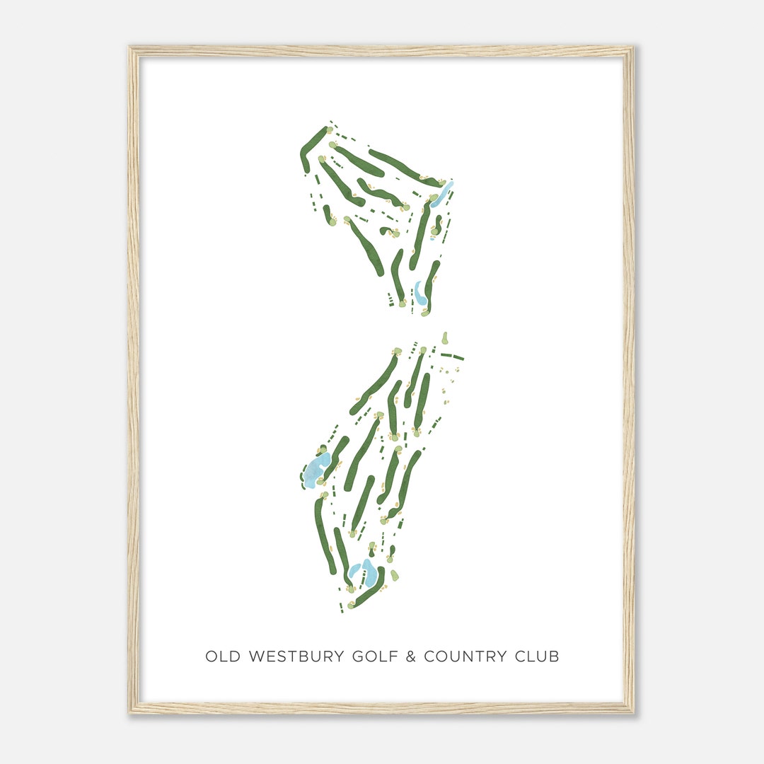 Old Westbury Golf & Country Club, New York Modern Watercolor Map