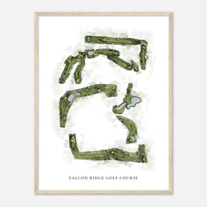 "Falcon Ridge Golf Club, Nevada - Klassische ""Aquarell"" Landkarte | Golfer Geschenk, Golf Wandkunst, Golf Poster Druck, Platz Layout