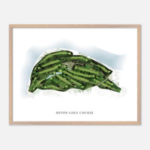 Devon Golf Club, Kanada - Klassische Aquarell Landkarte | Golfer Geschenk, Golf Wandkunst, Golf Poster Druck, Platz Layout