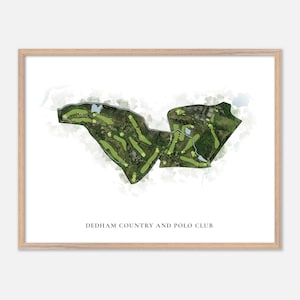 Dedham Country and Polo Club a Dedham, Massachusetts - Mappa classica ad acquerello / Regalo per golfisti, Arte murale per golf, Stampa poster per golf