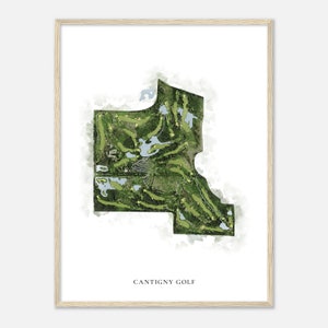 Cantigny Golf, Illinois - Klassische Aquarell Landkarte | Golfer Geschenk, Golf Wandkunst, Golf Poster Druck, Platz Layout